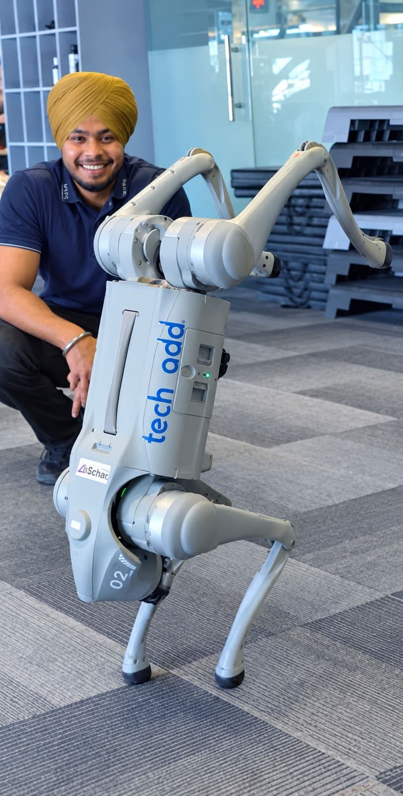 Our trainer with the robo dog