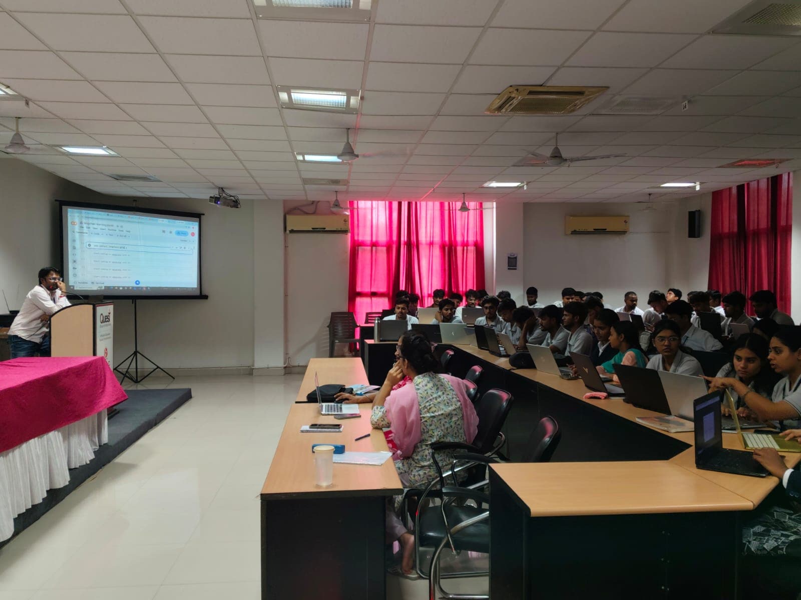 Live coding demonstration on screen at the Agentic AI workshop