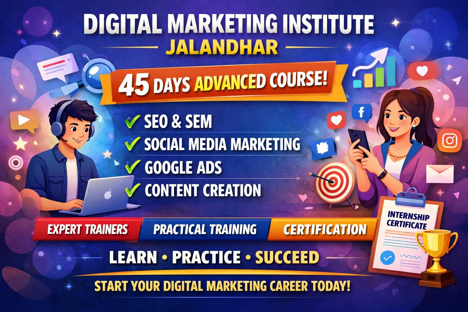 Digital marketing institute Jalandhar 45 days course